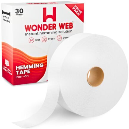 Hemming Tape 30 Meter – Premium Iron On Hemming Tape for Trousers, Sewing & Fabric – Extra Strong Wonderweb Hem Adhesive Tape for Quick, No-Sew Fixes – Instant Hemming Solution